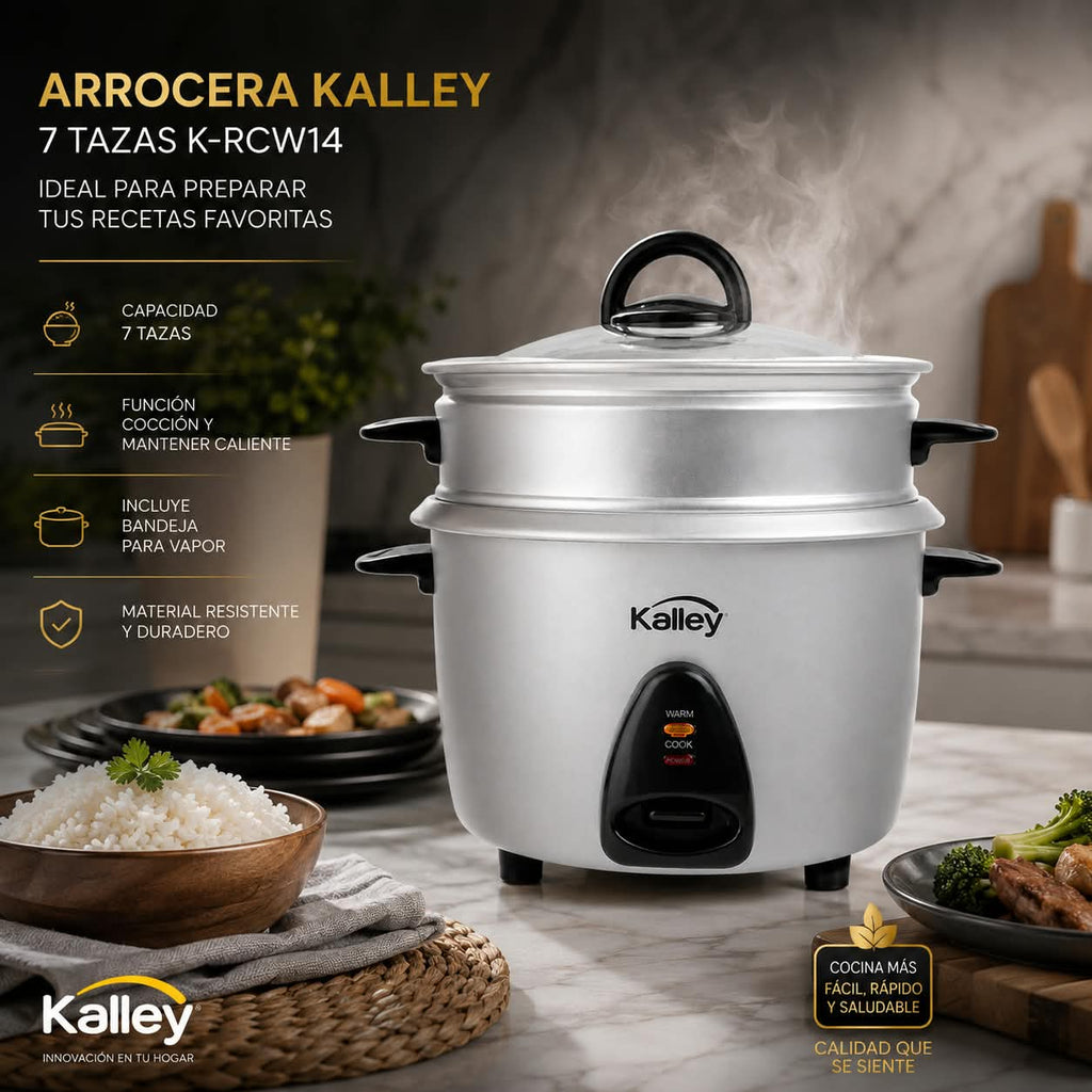 Olla Arrocera Kalley 7 Tazas Krcw14. IDEAL PARA HACER TUS RECETAS. PRODUCTO 100% ORIGINAL