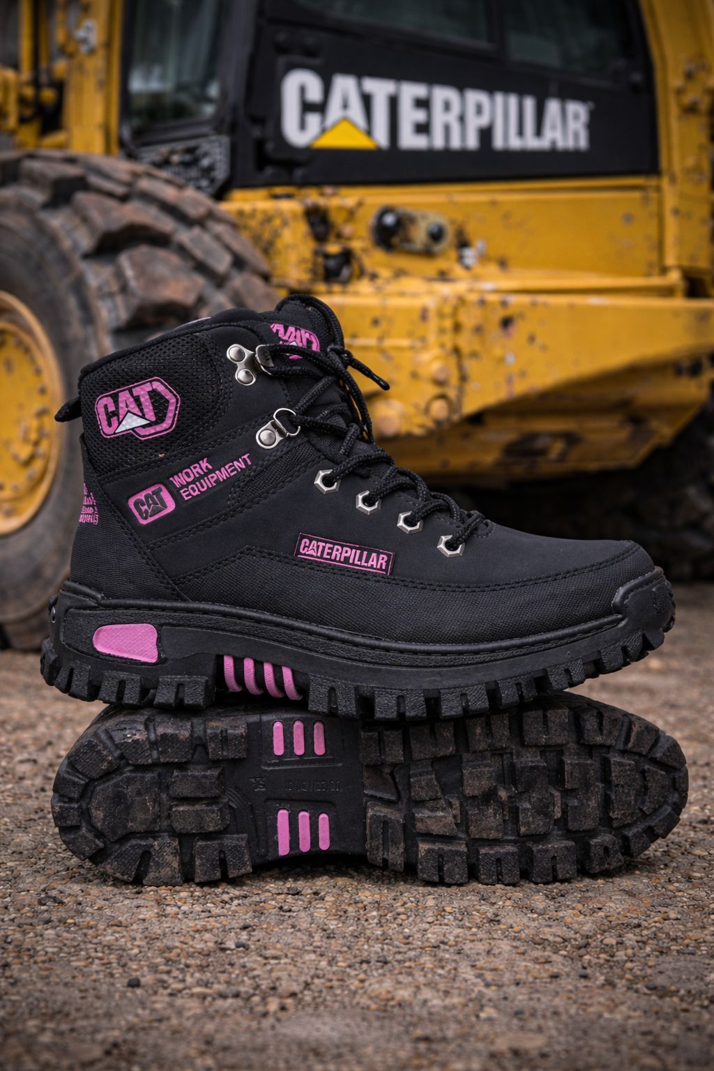 BOTA DAMA TITAN NEGRO FUCSIA