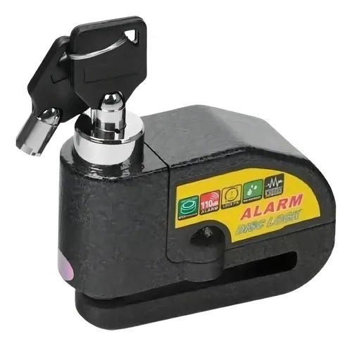 Candado Traba Disco Con Alarma Moto GR. TU VEHICULO SEGURO TODOS LOS DIAS.