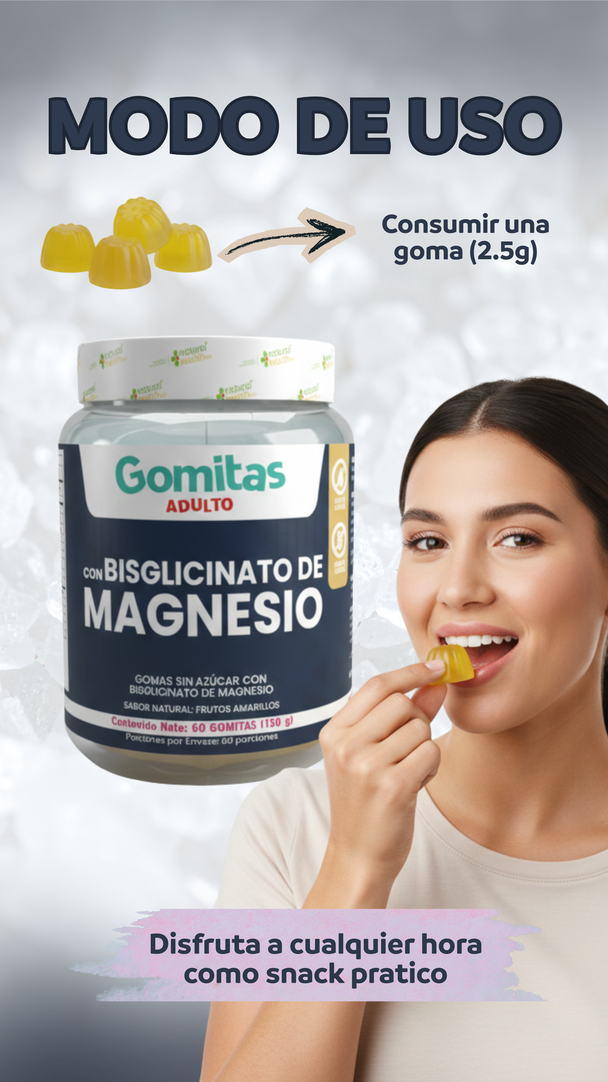 GOMAS DE BISGLICINATO DE MAGNESIO X60. IDEAL PARA MEJORAR TU CALIDAD DE VIDA.