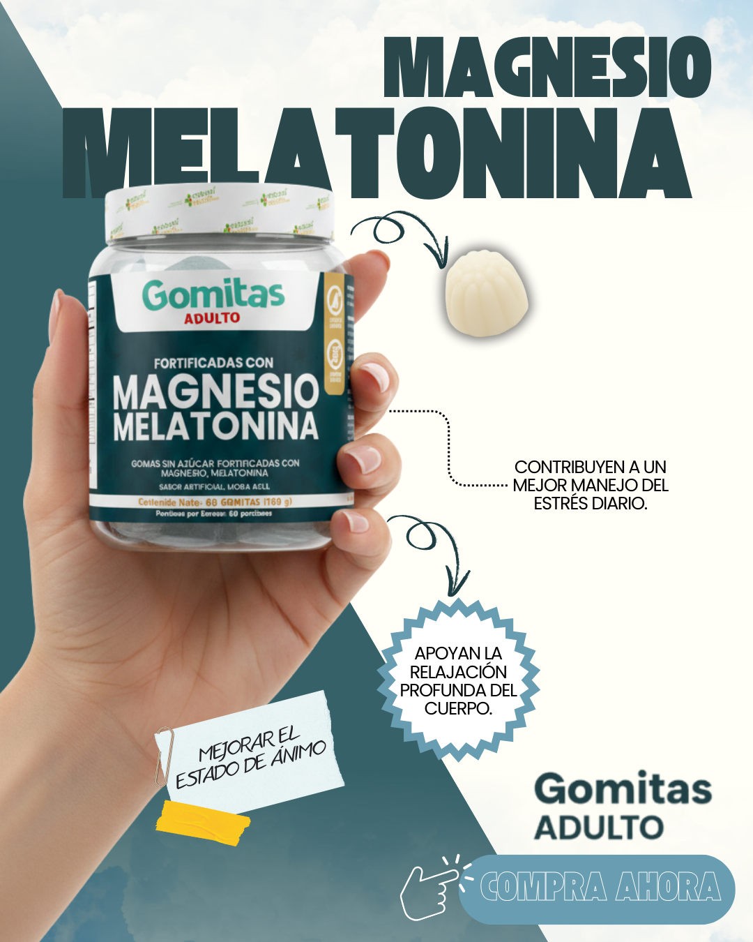 GOMAS DE BISGLICINATO DE MAGNESIO X60. IDEAL PARA MEJORAR TU CALIDAD DE VIDA.