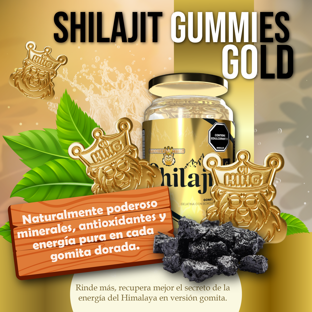 Shilajit Gold Gomas Envase de 60 Und, FUERZA Y VITALIDAD EN TODO MOMENTO.