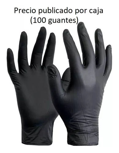 Caja x100 guantes negros nitrilo