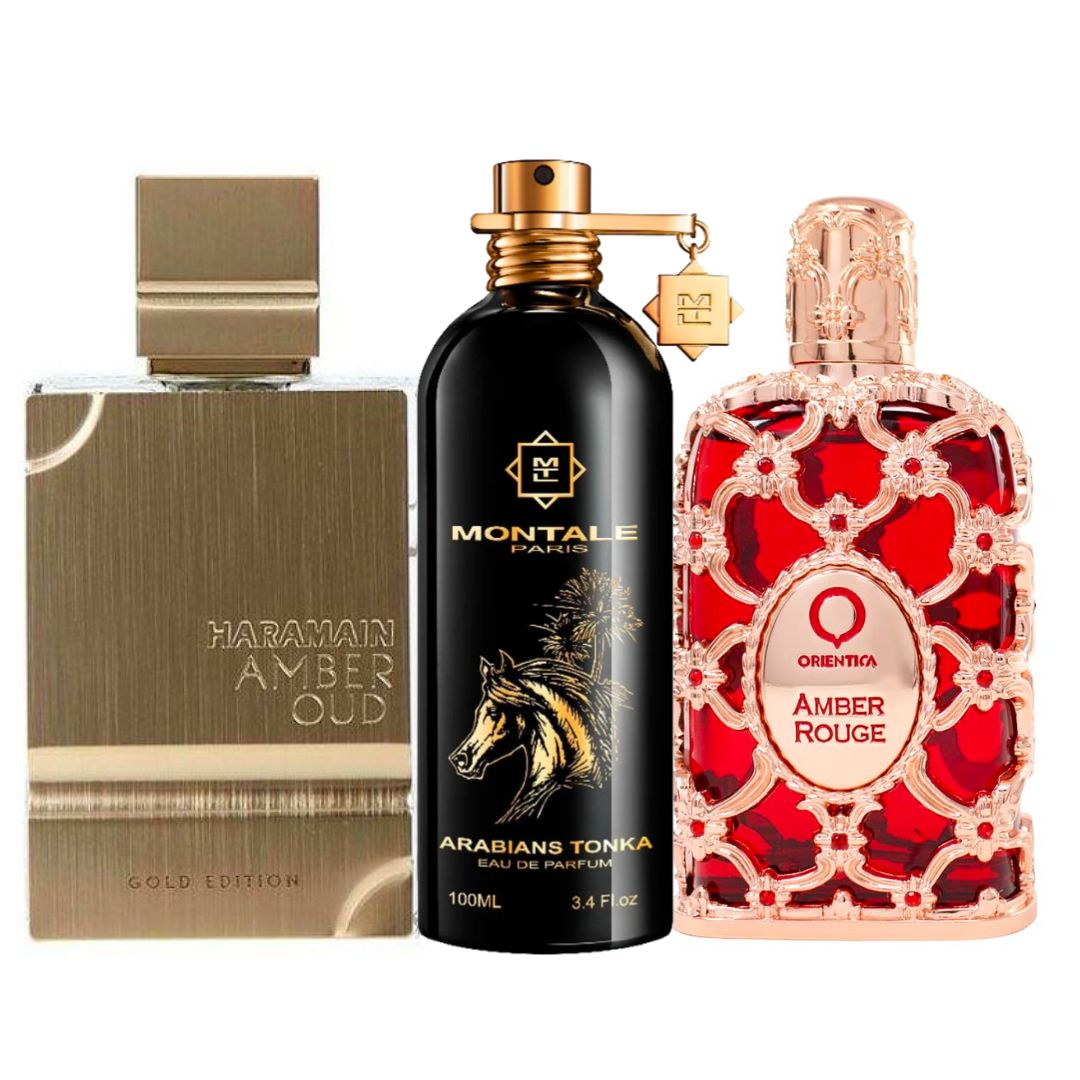 PERFUMES MONTALE+ORIENTICAROUGE+AMBEROUD. 3 PERFUMES UNICOS EN SU ESTILO.