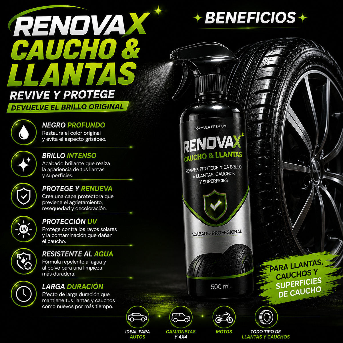 Renovax - Renovador Llantas y Cauchos. LLENA DE VIDA TUS LLANTAS.