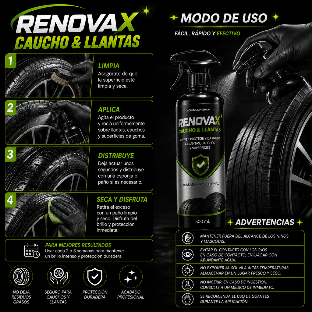 Renovax - Renovador Llantas y Cauchos. LLENA DE VIDA TUS LLANTAS.