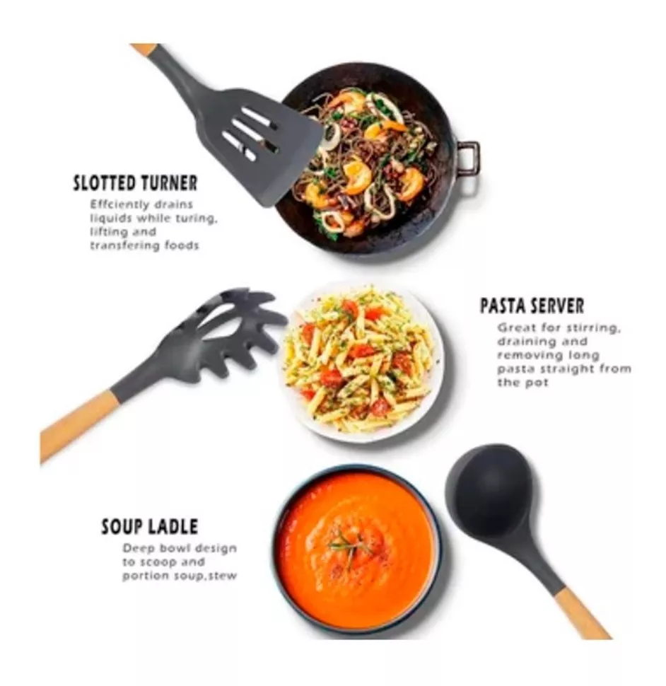Set Utensilios de Cocina x 12 Pzas PIEZAS DE CALIDAD PREMIUN.